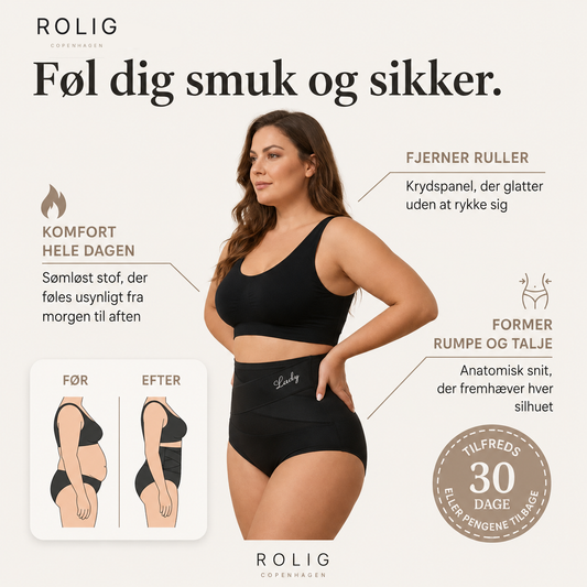 Rolig – Højtaljede shapewear-trusser med 360° støtte